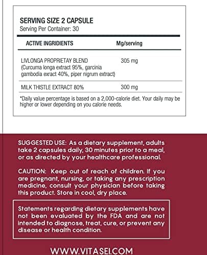 VITASEI Liver Cleanse Detox & Repair, Liver Complex W/Milk Thistle Extract, Garcinia, Curcumin C3, Bioperine, Support Herbal Dietary Supplement, Detox Formul for Women & Men