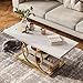 GiftGo Rustic Coffee Table with Storage Modern 3 Tier Center Living Room Table Faux Marble Wooden Rectangle Cocktail Tea Table for Office Bedroom Elegant Full Moon Design (White Gold, L-47)