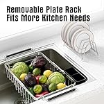 Expandable Dish Drying Rack in Sink,Stainless Steel Over The Sink Dish Drainer Drying Rack for Kitchen Counter,with Utensil Holder,Silver - Image 4