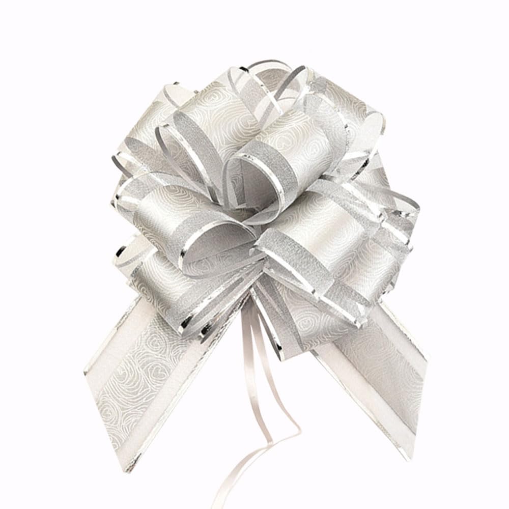 CC wonderland zone Quality Pull Bow,Gift Wrapping Pull Bow,For Christmas Gift Decor,Gift Basket Decor,Gift Bag Box Wrapping Decor,Florist Packaging(5.9in,Sliver,10pcs)