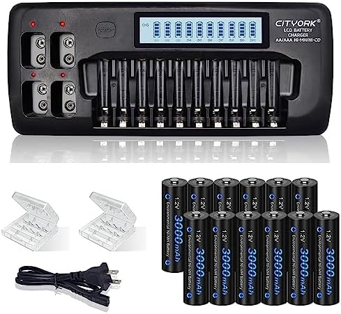 CITYORK - Paquete De 8 Baterías Recargables Ni-MH AA 3000 MAh Para