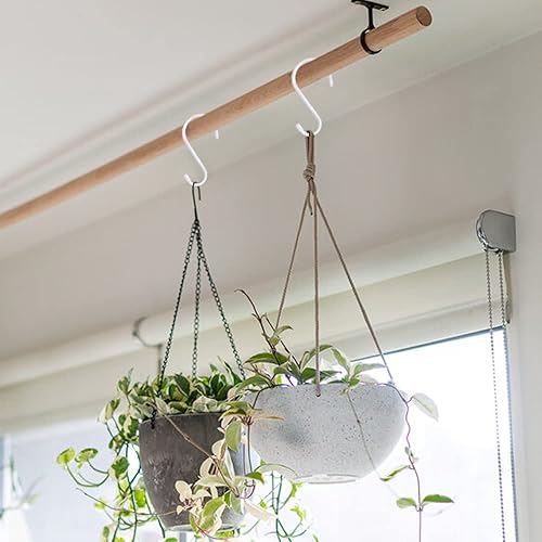 Miniatura 6 de Ganchos en S blancos de 6 pulgadas, ganchos grandes recubiertos de vinilo en S resistentes y antideslizantes, ganchos de metal para colgar plantas,