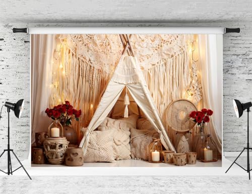 Kate 2.2x1.5m Boho Tema Día de San Valentín Boho Carpa Flor Decoración Telón de Fondo Retrato Recién Nacido Estudio Profesional Prop Suministros
