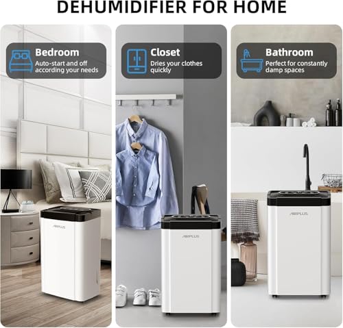 Image of AIRPLUS 5500 Sq. Ft Dehumidifiers for Home, 80 Pints Dehumidifier for Basement with Drain Hose, Continuous Drainage, Intelligent Humidistat, Dehumidifier for bathroom, bedroom, Large Room, 1909