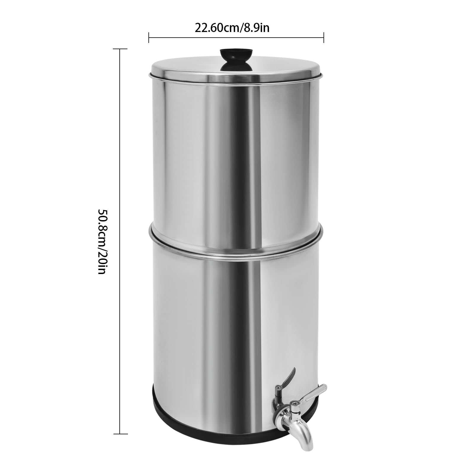 MOQNISE Gravity-Fed Water Filter 8.5L/2.25 Gal Stainless Steel Water Filter Countertop Water Purification System with Carbon Filters, Water Filtration System for Home Office Traveling Camping