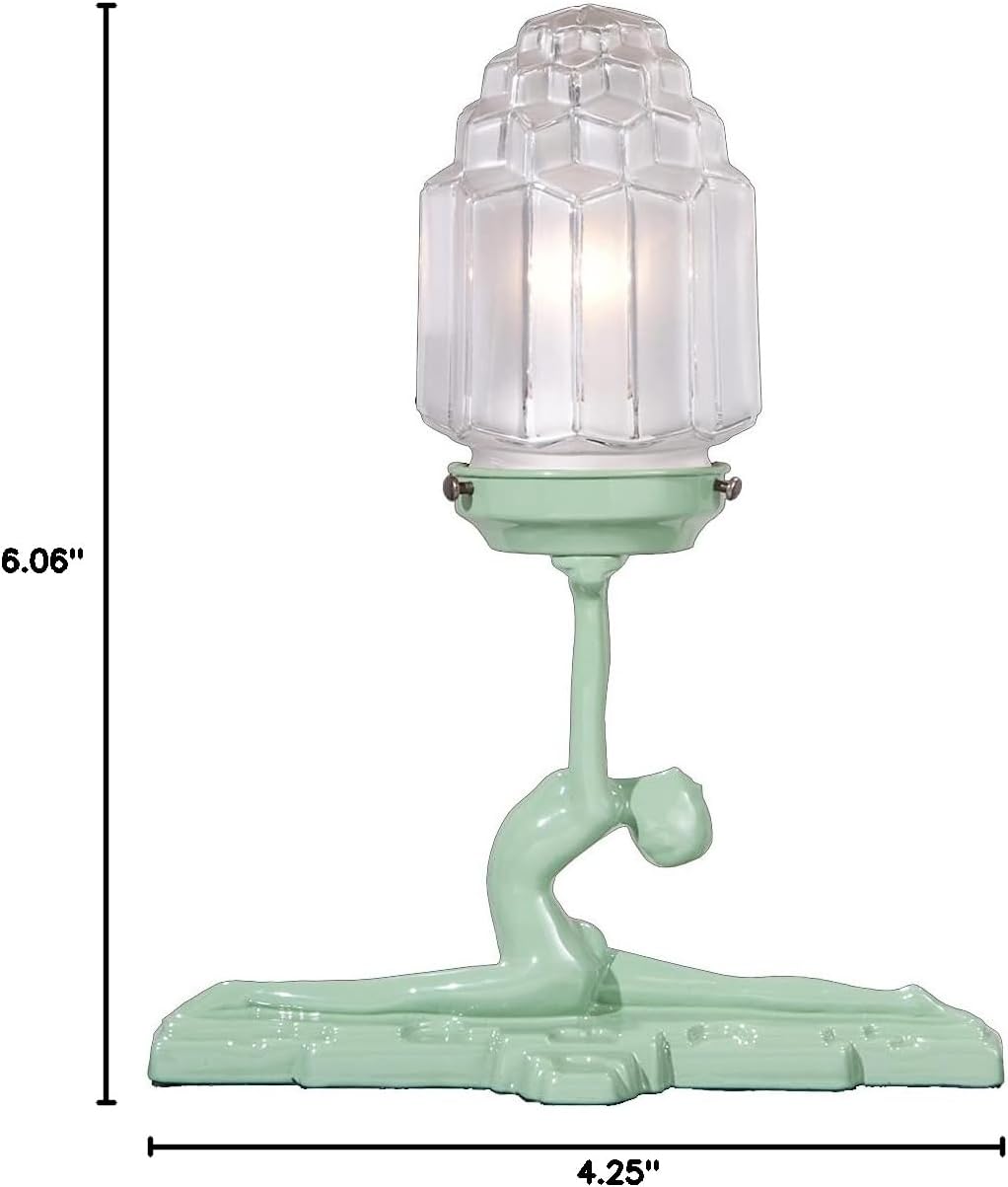 B&P Lamp® 3 1/4 Inch Fitter Art Deco Style Glass Lamp Shade with "Skyscraper" Frosted Design for Table Lamps