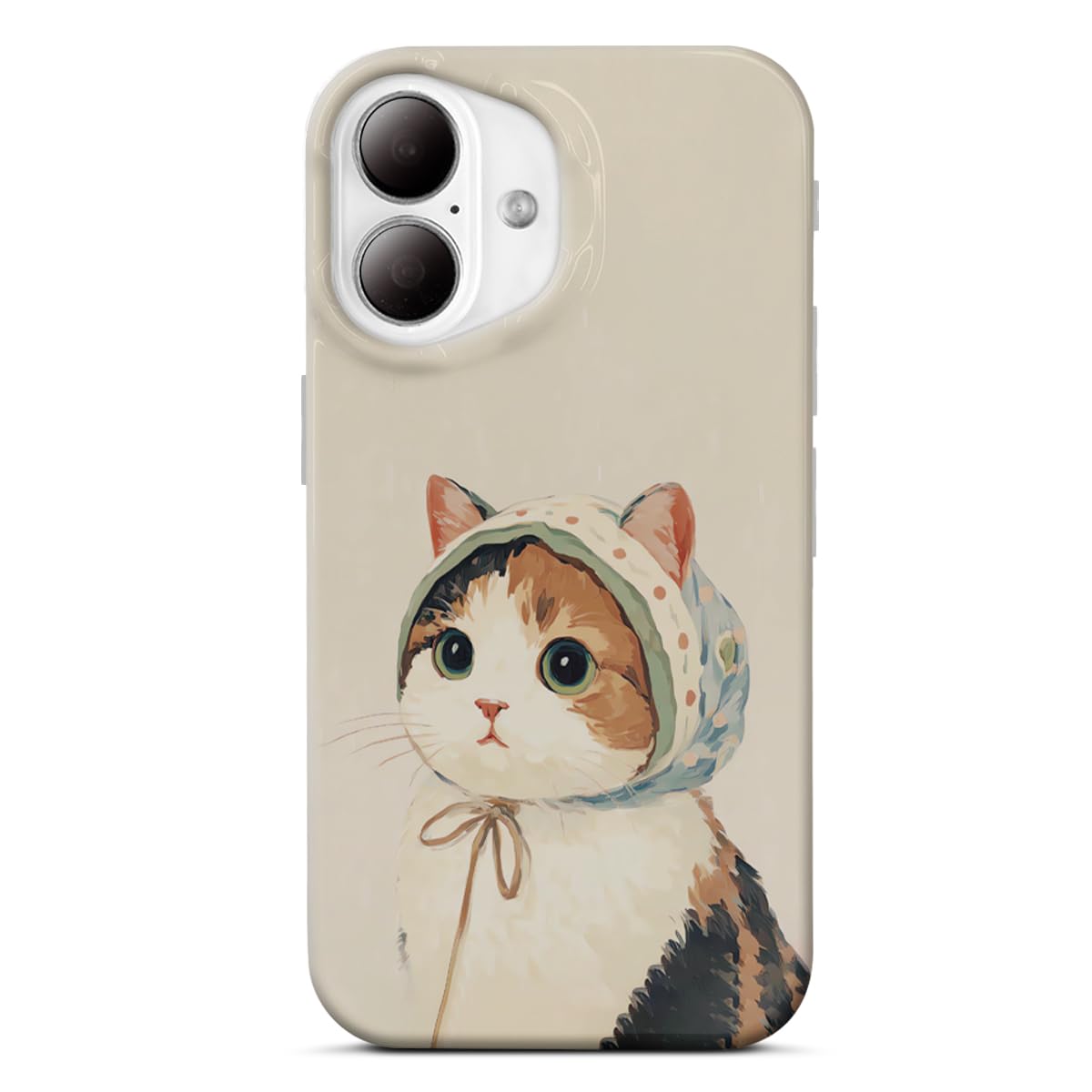 Compatible with iPhone 17 Case Cute Cat Phone Cover Vintage Cute Cat Protective Beige Aesthetic Phone Case for