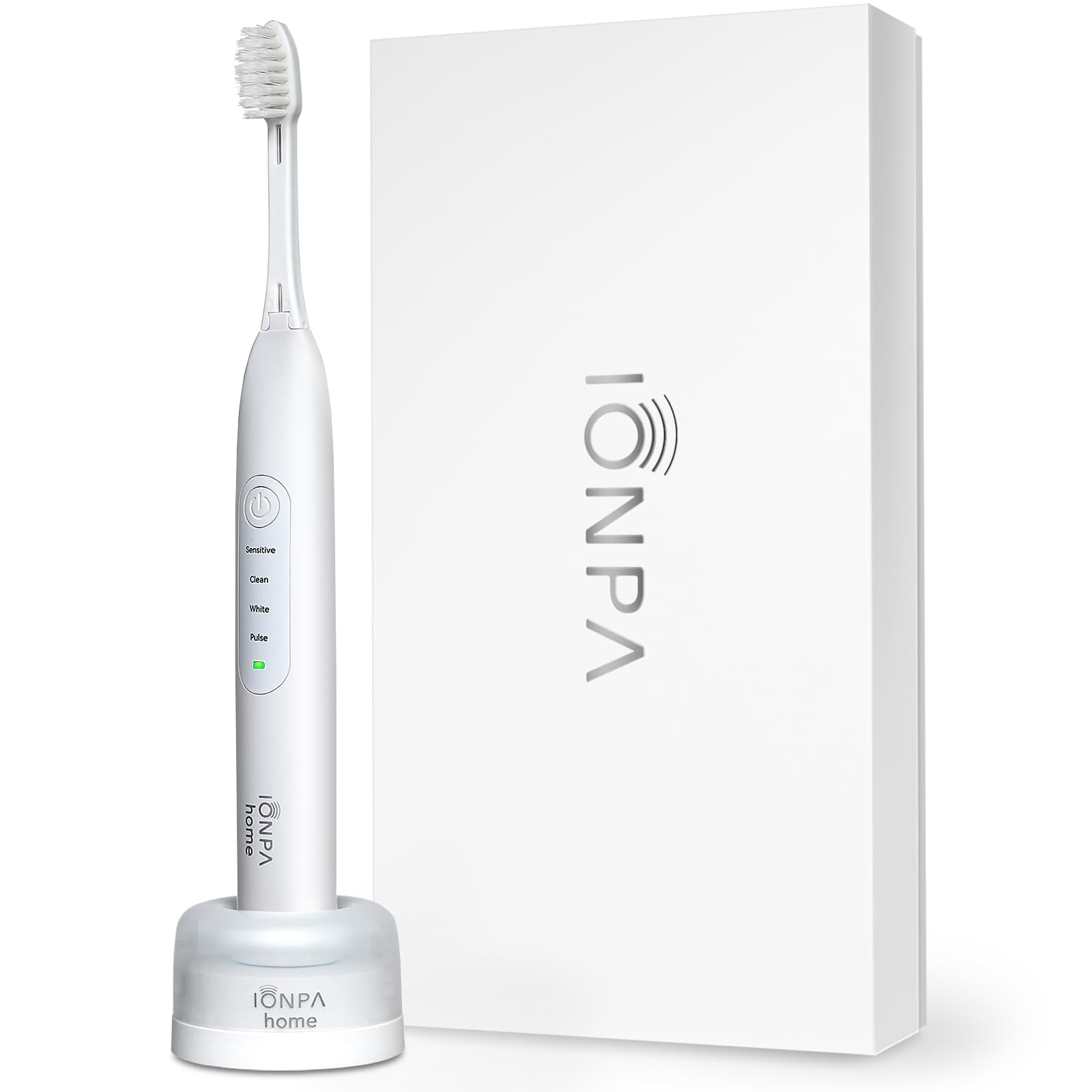 IONIC KISS IONPA DH-411WH Premium Ionic Sonic Electric Toothbrush, USB Rechargeable with Charging Stand, 4 Modes, 30-Second Smart Timer, IPX7 Waterproof, Japan Design