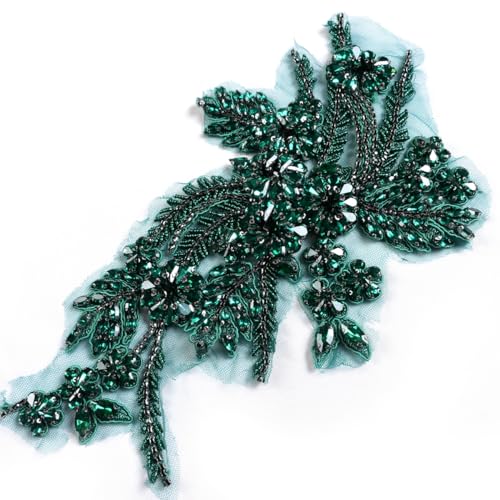 image for Labellezalady Hand-Made Green Beaded Rhinestons DIY Clothing lace Flow
