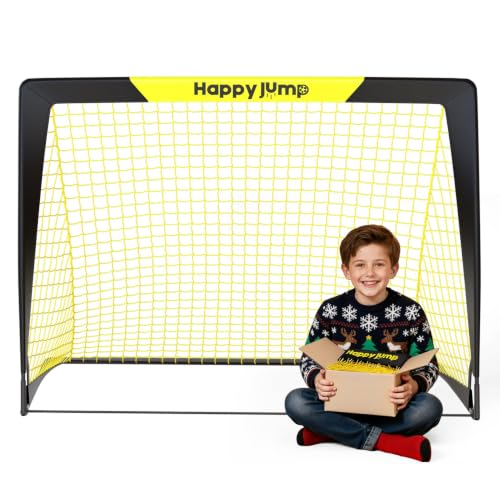 Image of Happy Jump Portable Soccer Goal 7x5 & 5x3.6 FT, Large-Frame Training Net | Great for Kids Ages 6-14 Skill Development, Ideal for Backyard Park School Beach Indoor Outdoor, Easy Fold Durable Dacron Net