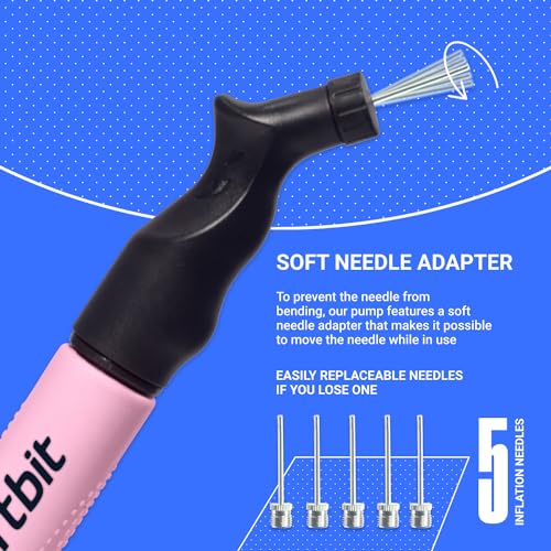 Image of SPORTBIT Ball Pump for Sports Balls - Push & Pull Inflating System - Hand Pump for All Exercise Balls - Volleyball Pump, Basketball Inflator, Football & Soccer Ball Air Pump - Goes with 5 Needles Set