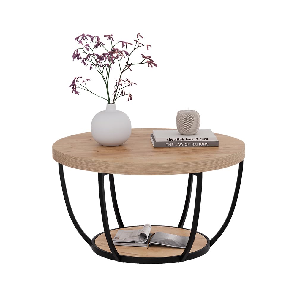 Vicco Couchtisch Arvina, Goldkraft Eiche, 80 x 80 cm | mit Ablagefach unter der Tischplatte zur Aufbewahrung