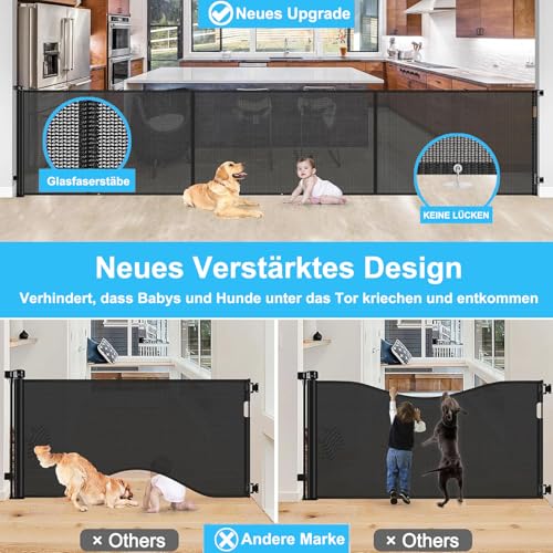 Treppenschutzgitter Ausziehbares Extrabreit Türschutzgitter für Babys, Babygitter & Hundegitter,Ausziehbar bis zu 300 cm Breite, Türschutzgitter für Treppe Türen Korridore Freien