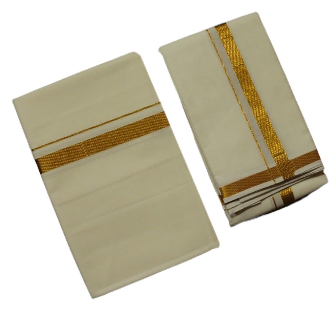 prakasam cotton Mens Colour Jari Cotton dhoti and Angavastram Set (1.30X2.00 Meter Dhoti, 36X1.80 towel)-picture-40