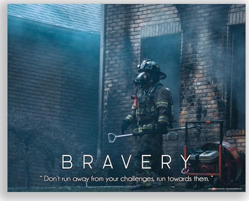 Inspirational Wall Art Co. - Bravery - Firefighter American Firetruck Courage Boys Engine Patriotic Department Motivational Gift Quotes Posters Print Home Office Decor 11X14 inches
