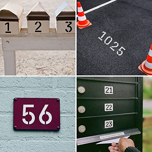 YEAJON 4 Inch Curb Stencil Kit 0-9 Address Number Stencils, 20Pcs Reusable 14 Mil Mylar Plastic Templates for Painting on Road, Wall, Wood, Mailbox - Thumbnail 5
