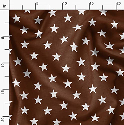 Image of Soimoi Brown Poly Georgette Fabric Stars Star Print Sewing Fabric Meter 52 Inch Wide