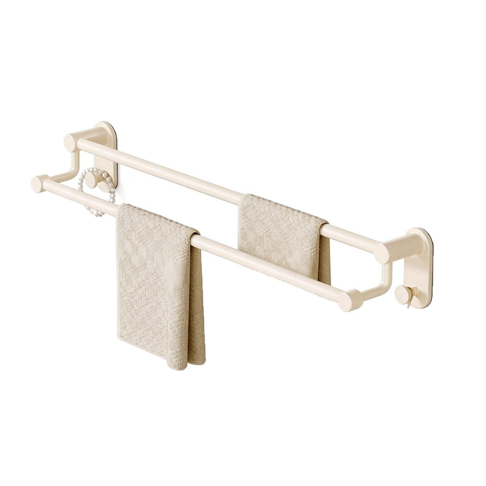 Portasciugamani da parete a doppio strato, barra porta asciugamani con ganci, salvaspazio, per balcone, lavanderia, bagno (L-40 cm)
