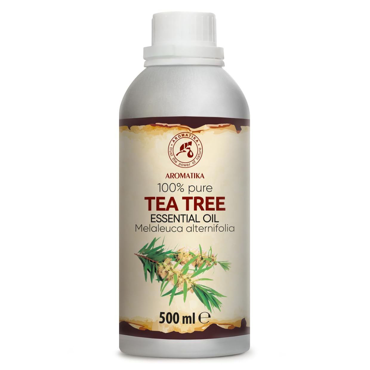 Olio Essenziale Dell'albero Del Tè 500 ml - Melaleuca Alternifolia - Naturale e Puro - Olio essenziali per Diffusori - Profumi per la Casa - Saponi e Candele - Sauna - Aroma Fresco - Aromaterapia