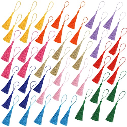 50 Piezas Borlas Hechas a Mano Suaves y Artesanales Estilo Chino Borlas Decorativas para Joyas Manualidades Marcapáginas No.21 Cover