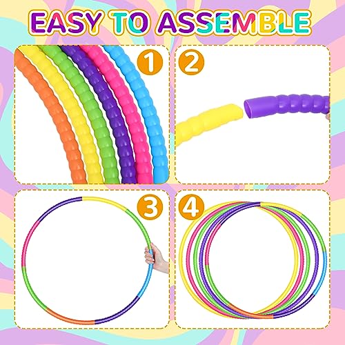 image for Sratte 12 Pcs Toy Hoop for Kid Detachable Adjustable Toy Hoop Colored 