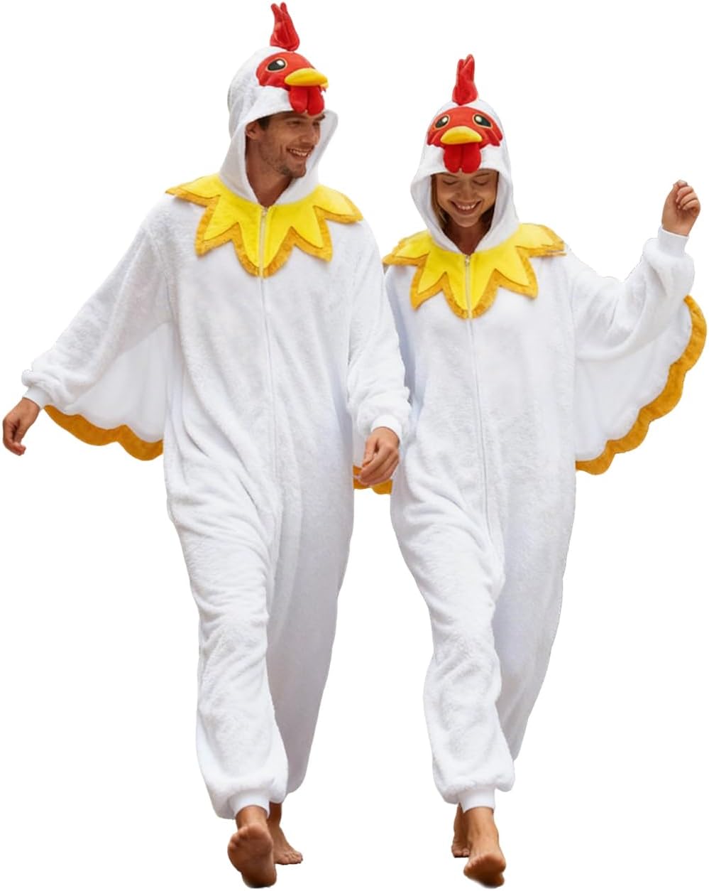 Loose - fitting White Chicken Adult Onesie, Chicken Halloween Costume Cosplay Sleepwear