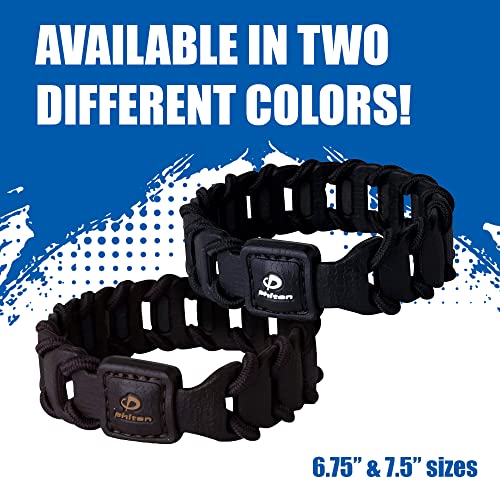 Phiten Fuse Titanium Bracelet - Durable Leather-Textured Silicone with Woven Nylon Cord, Permeated with Premium Aqua-Titanium and Micro-Titanium Spheres for Sports, Gym, Athletics for Men and Women