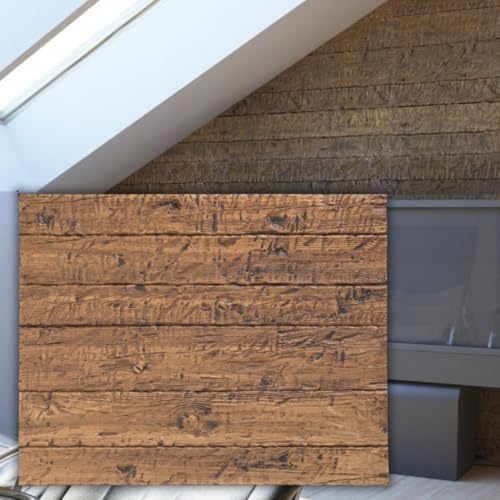 Panel decorativo de Pared, Imitacion Madera, Interior y Exterior, Revestimiento de Pared de Polimiros Sinteticos, Decoracion Pared Madera.Tabla Rustica Nogal