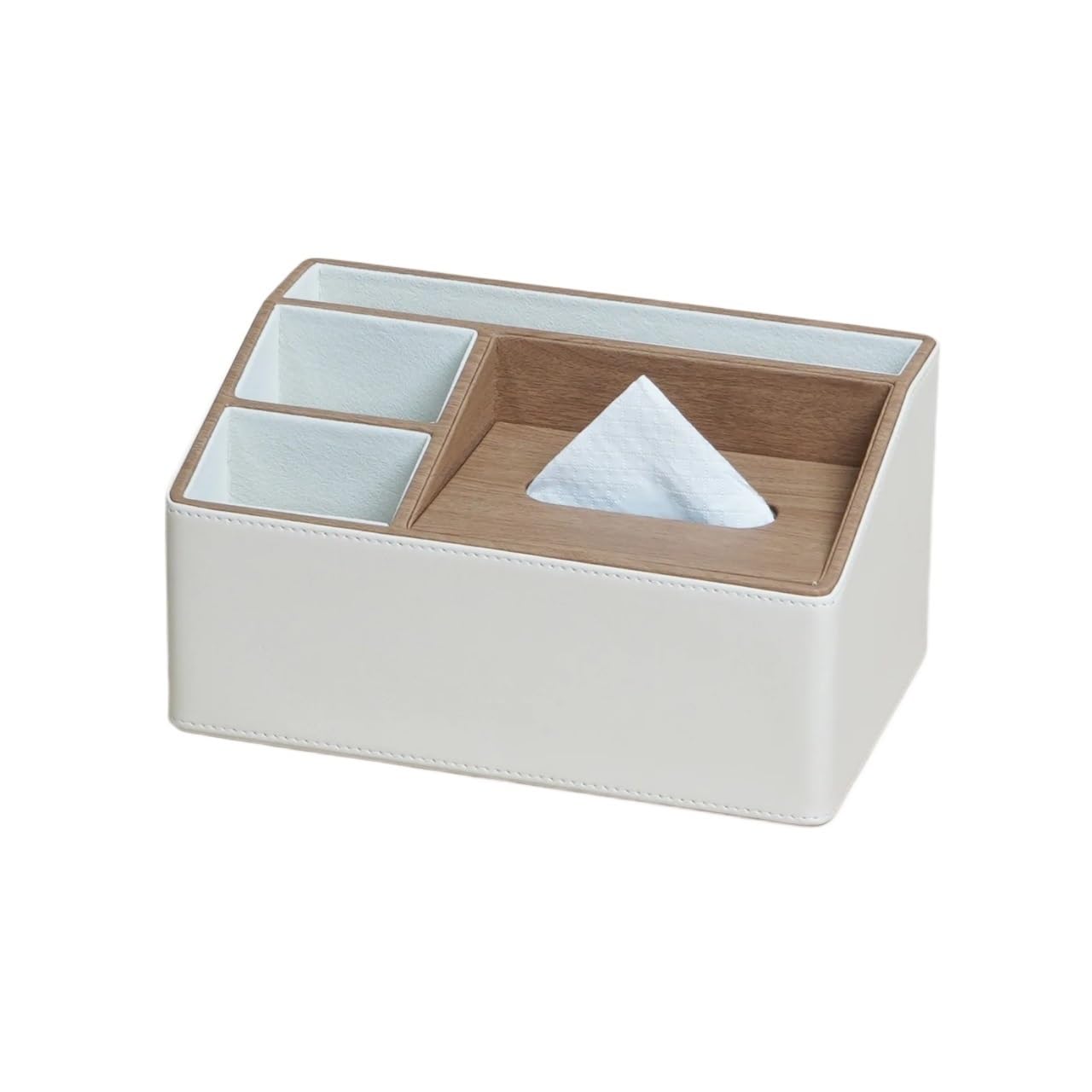 Aimanqi White Trapezoidal Paper Box Leather Tissue Box Ornament Household Paper Box(White Trapezoidal)