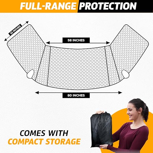 Image of EcoNour RV Windshield Cover for Ice and Snow | Ford E450-Compatible with Class C RV Ford (1997-2025) | RV Snow Covers for Windshield & Side Window with Mirror Cut-Outs | XXX-Large