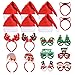 EEOCWF 18 Pcs Christmas Glasses Frame Christmas Headbands Christmas Hats Set, Hair Hoop Eyewear Eyeglasses Christmas Decoration, Santa Hat Christmas Photo Props for Xmas Party Supplies Holiday Favors