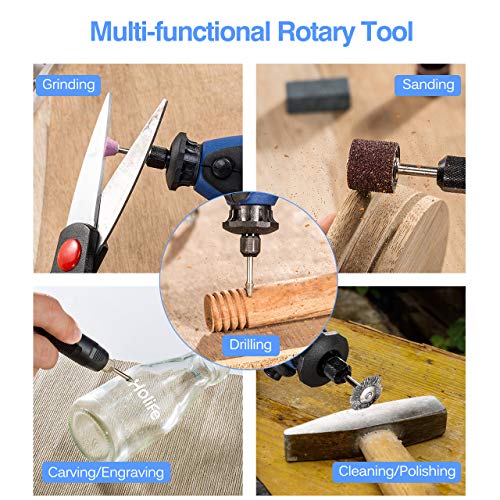 HOLIFE Rotary Tool Kit, 120PCS Rotary Accessory Kit with Variable Speed, Flexible Shaft, Multi-function for Craft, Wood Carving, Sanding
