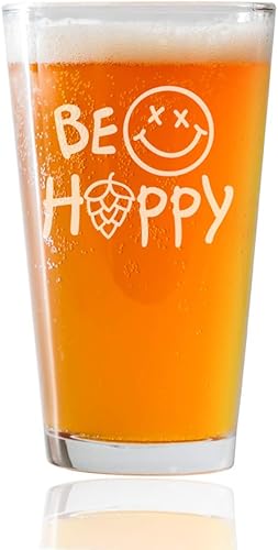 Vaso de cerveza Funny Be Hoppy Perfect Pub 16 oz IPA Beer Glass Vasos de pinta grabados con láser para todo tipo de cerveza Porter, IPA, Stout,