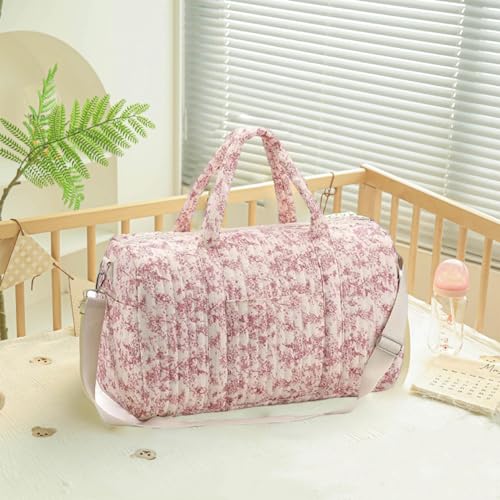 Duffle Bag, 18x8.7x11" Portable Soft Floral Patterned Travel Bag with Strap for Outdoor Travel Women Girls, Bags, Duffle Bags4