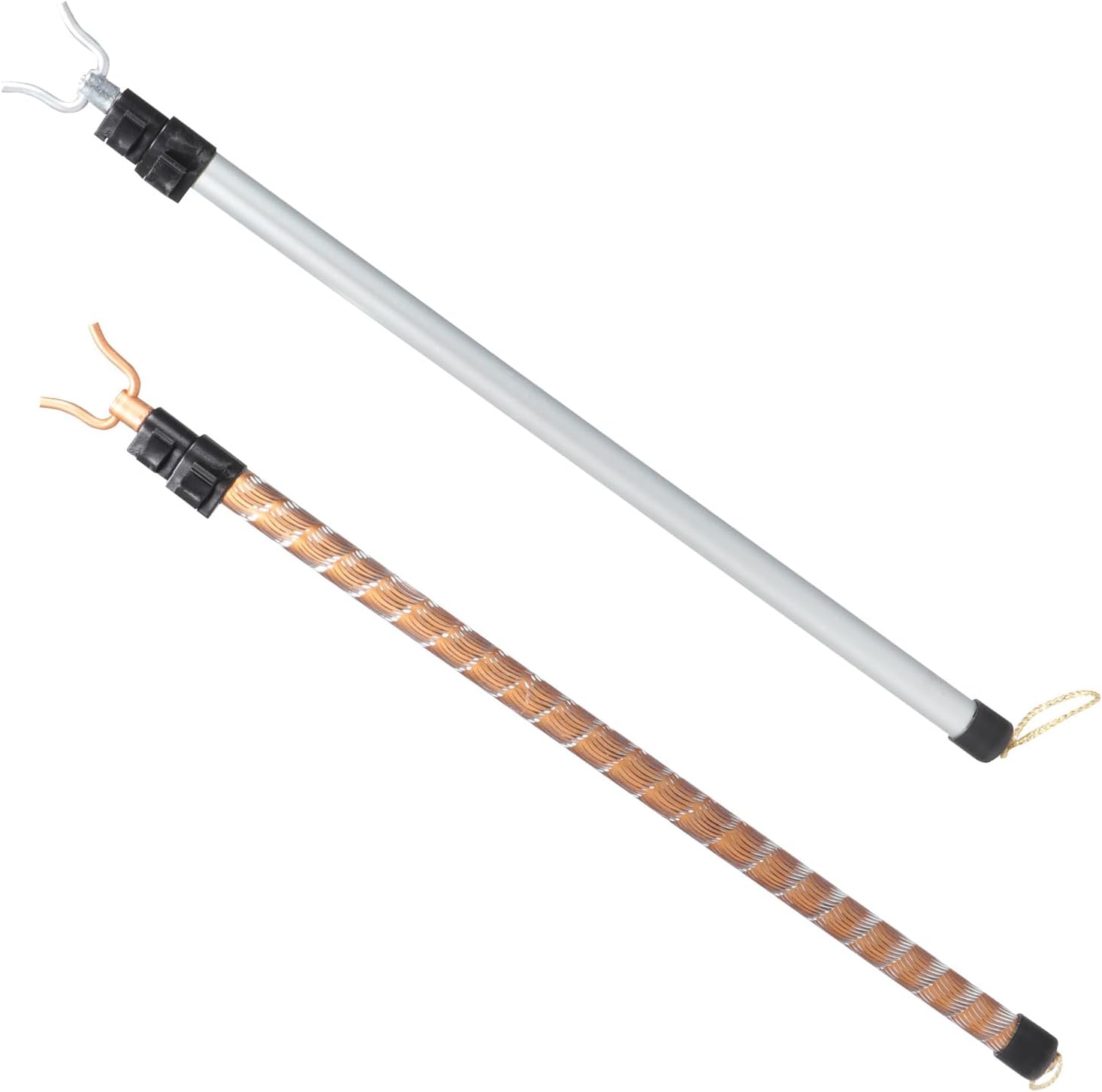 2Pcs Retractable Aluminum Alloy Clothes Pole Telescopic Laundry Reaching Tool Lightweight Clothing Fork Rods for Easy Drying and Hanging Clothes Matte Patterned