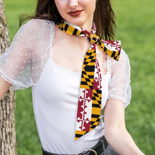 Maryland State Flag Printed silk scarf 46.9x3.1 inches, light, soft and warm shawl4