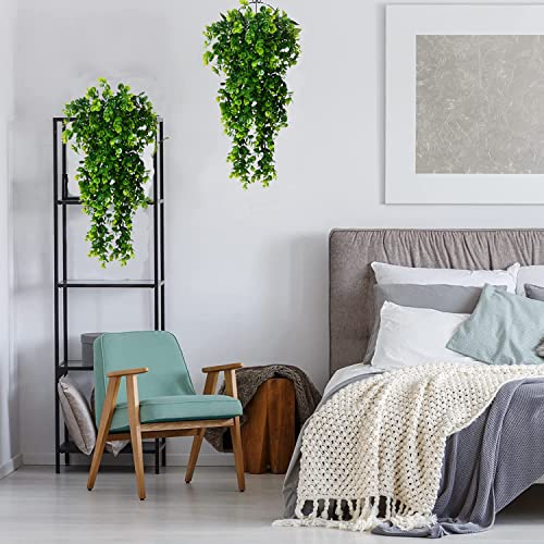 Toprooms 4 Pcs Fake Hanging Plant,Faux Eucalyptus Leafs Greenery Vine Plant Faux Plants Fake Plants Artificial Hanging Plants Ivy Room Decor Outdoor Uv Resistant Plastic Plant #TOP5