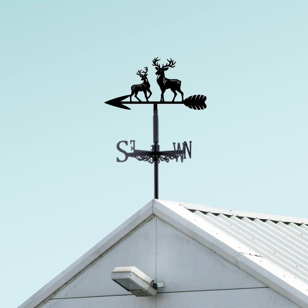 SUPERDANT Girouette de Jardin Exterieur en Cerf Sika Girouette en Cerf Sika Girouettes en Métal Outil de Mesure du Vent Décoratif pour Deco Jardin Exterieur de Direction du Vent