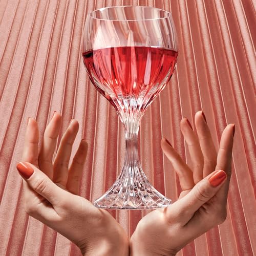 Image of PrimeWorld European Retro Crystal Wine Glasses Set of 6 | Light Luxury Elegant Crystal Glassware for Red & White Wine, Dining, Parties & Gifting