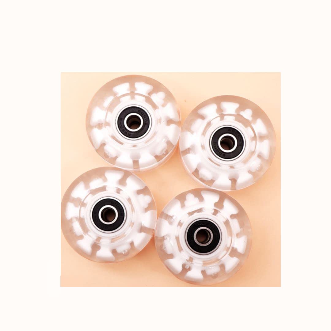 SzBlaZe 8 Pack 58 x 32mm Light up Roller Skate Wheels with Bearings for Quad Skates or Outdoor Double Row Skating or Skateboard Accessories(White)