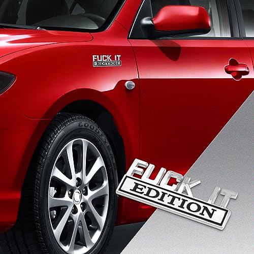 Image of Fuck IT Edition Emblem, Car Exterior Emblems Badge 3D Sticker Decal, Fuck-IT Edition Emblem 3D Fender Badge Decal, 3D Fender Badge Decal Car Truck Replacement, Fit for All Cars (Sliver Black 1)