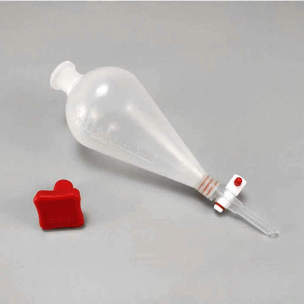 Trenntrichter Trichter aus PP Birnenförmigen Scheidetrichter mit TFE-Stopper Labortrichter Labor Separatory Trichter, Weiß