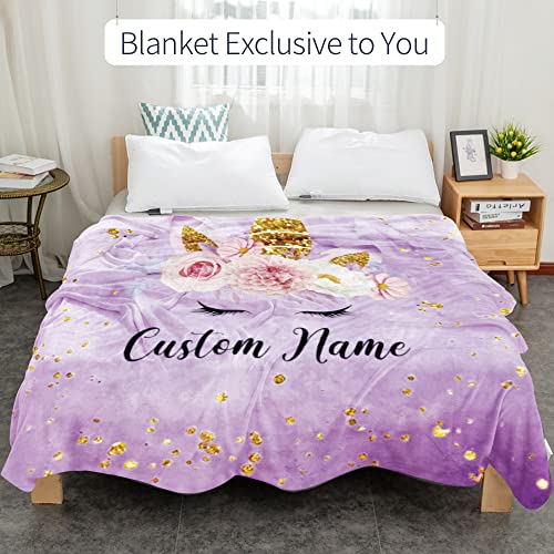 Image of Personalized Girls Blanket with Name for Kid Custom Large Blanket for Teen
