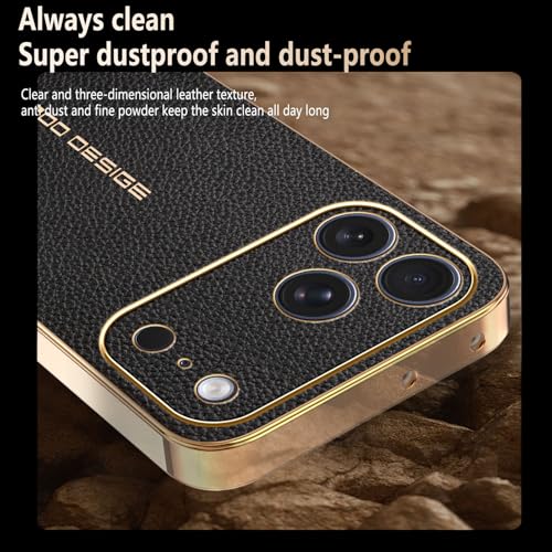 Housse iPhone 17 coque cuir noir anti-choc avec support magnétique