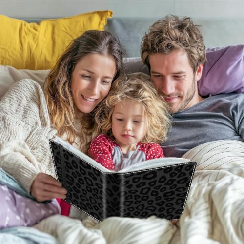 Image of Photo Album 4x6 120 Photos with Strong Elastic Band, Black Leopard Print | Large Capacity Premium Leather Picture Album, Portable Wallet Albums Photo Book for Family Anniversaries Wedding Baby