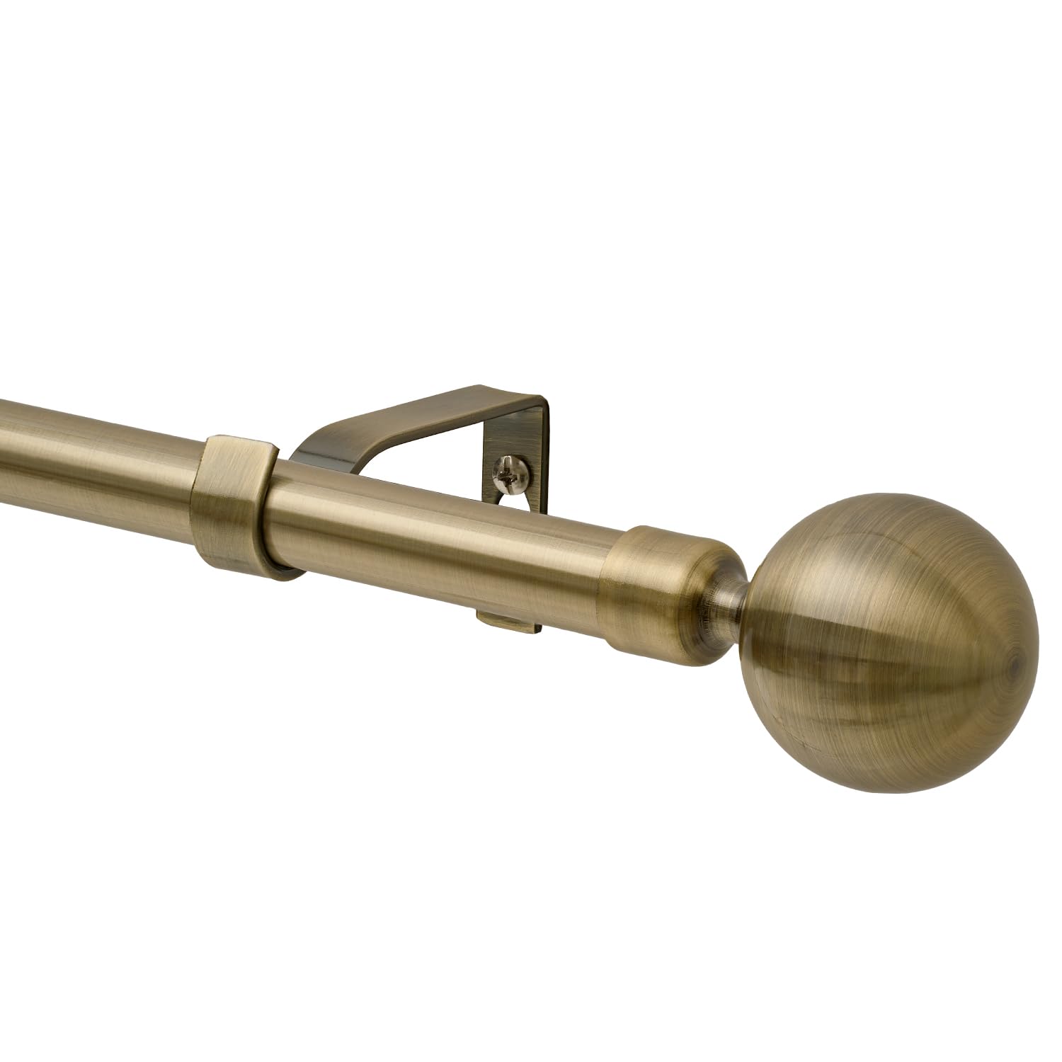 Tringle à rideaux extensible en laiton antique de 76 à 210 cm avec 3 supports de rideaux. 76 à 213,4 cm de long pour salon, chambre à coucher, cuisine