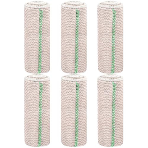 6 rollos de vendaje elástico de 6x15 pies, vendaje de compresión transpirable con cierre automático, envolturas de compresión lavables para piernas, brazos y manos