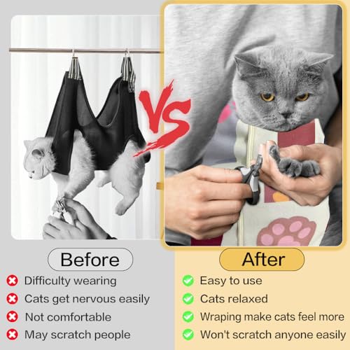 Image of Cat Wrap for Cutting Nails, Self-Adhesive Cat Wrap, Cat Restraint for Nail Clipping, Anti-Scratch Cat Grooming Wrap for Medicine, Nail Clipping, Teeth Brushing, Ear Cleaning