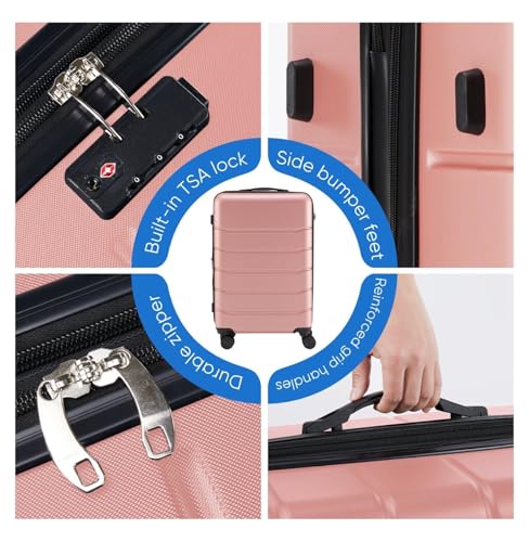 Hardside Carry On Luggage with Spinner Wheels, 20-Inch Expandable Suitcase, Lightweight Rolling Luggage, Pink4