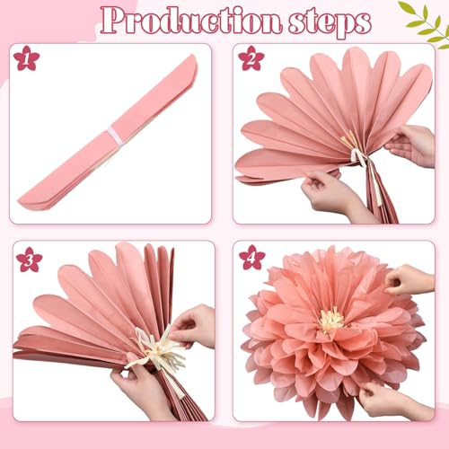 Image of Geyee 18 Pcs Mexican Paper Flowers Colorful Fiesta Tissue Paper Flowers Pom Poms Mexican Carnival for Floral Party Backdrop Wedding Birthday Party Craft (Vintage Color,10 inch 12 inch 14 inch)